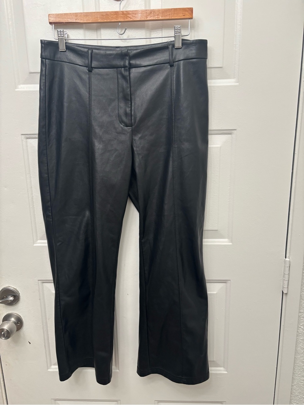 7 For All Mankind Black Faux Leather Straight Leg Pants